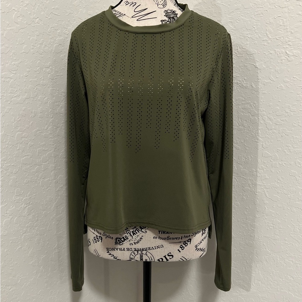 ZYIA Olive Chillcicle Crop Top Long Sleeve Blouse